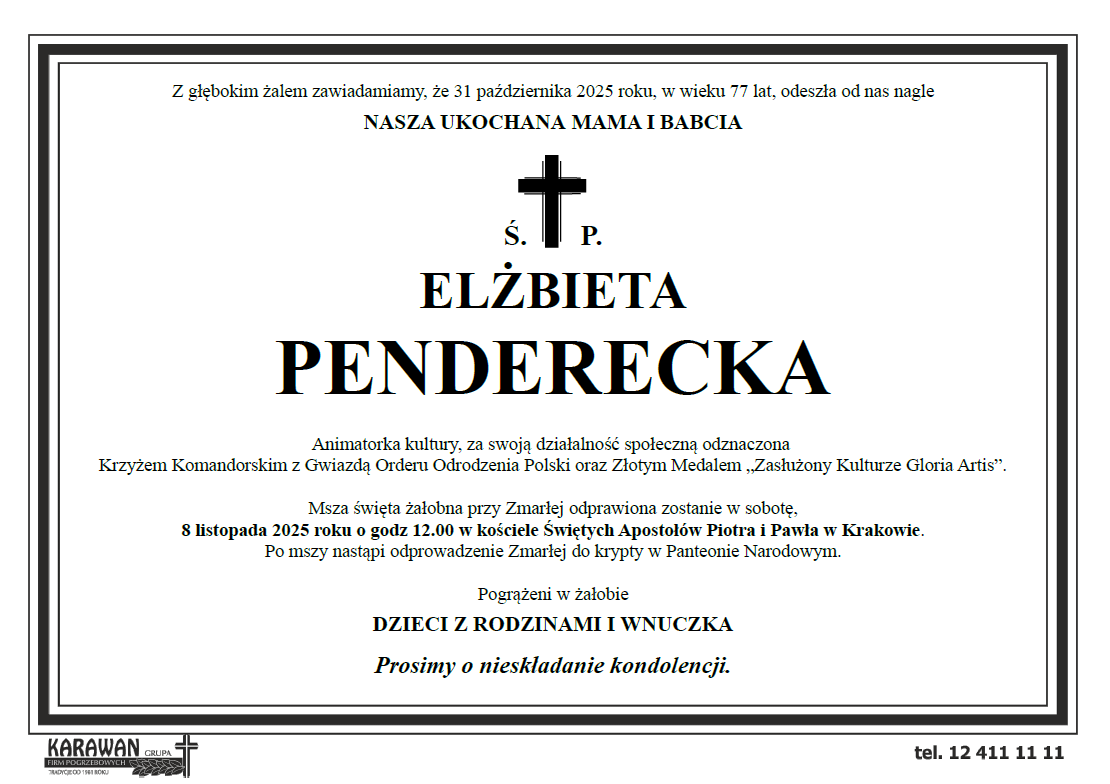 Pożegnanie Elżbiety Pendereckiej